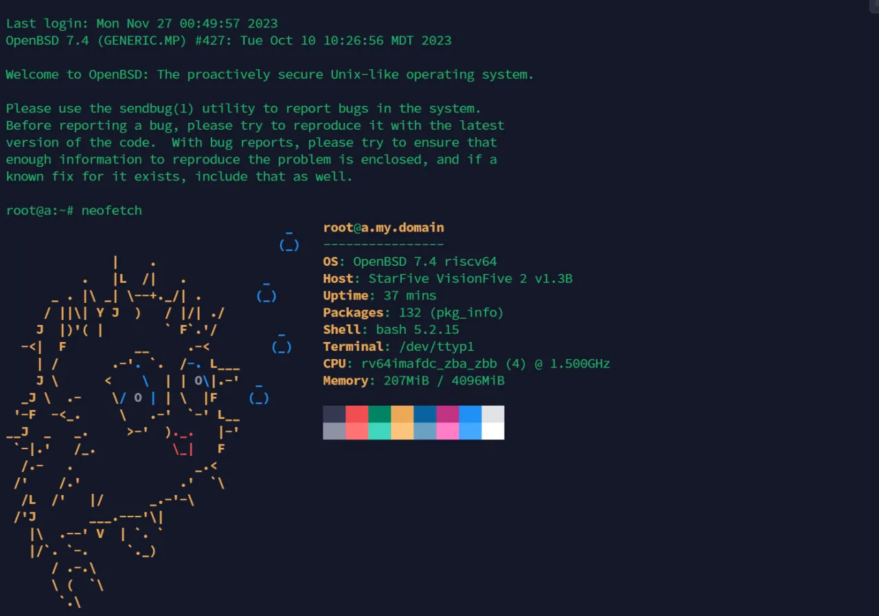 OpenBSD 7.4 on StarFive VisionFive 2